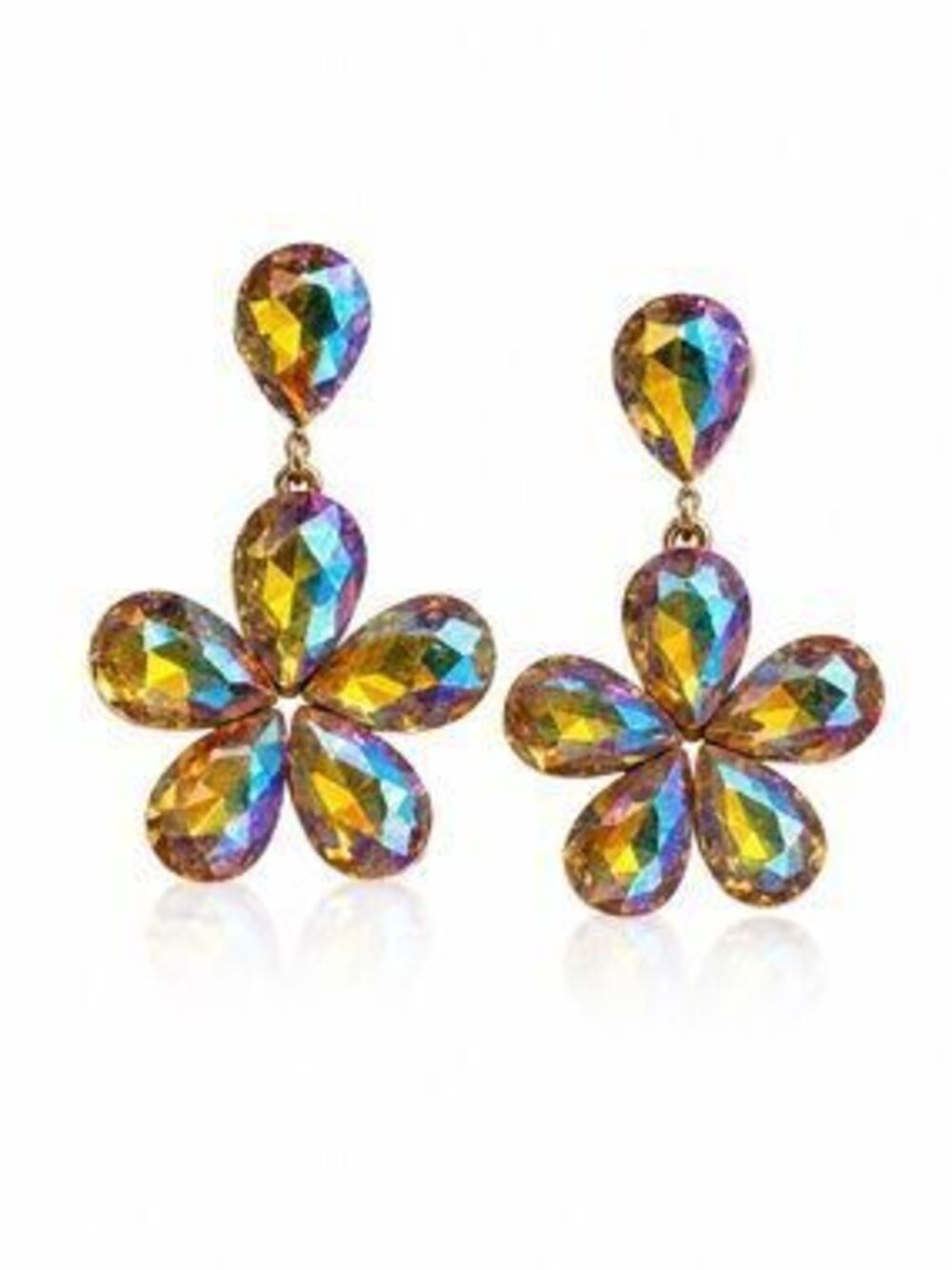 ?? Multicolor Crystal Flower Earrings
